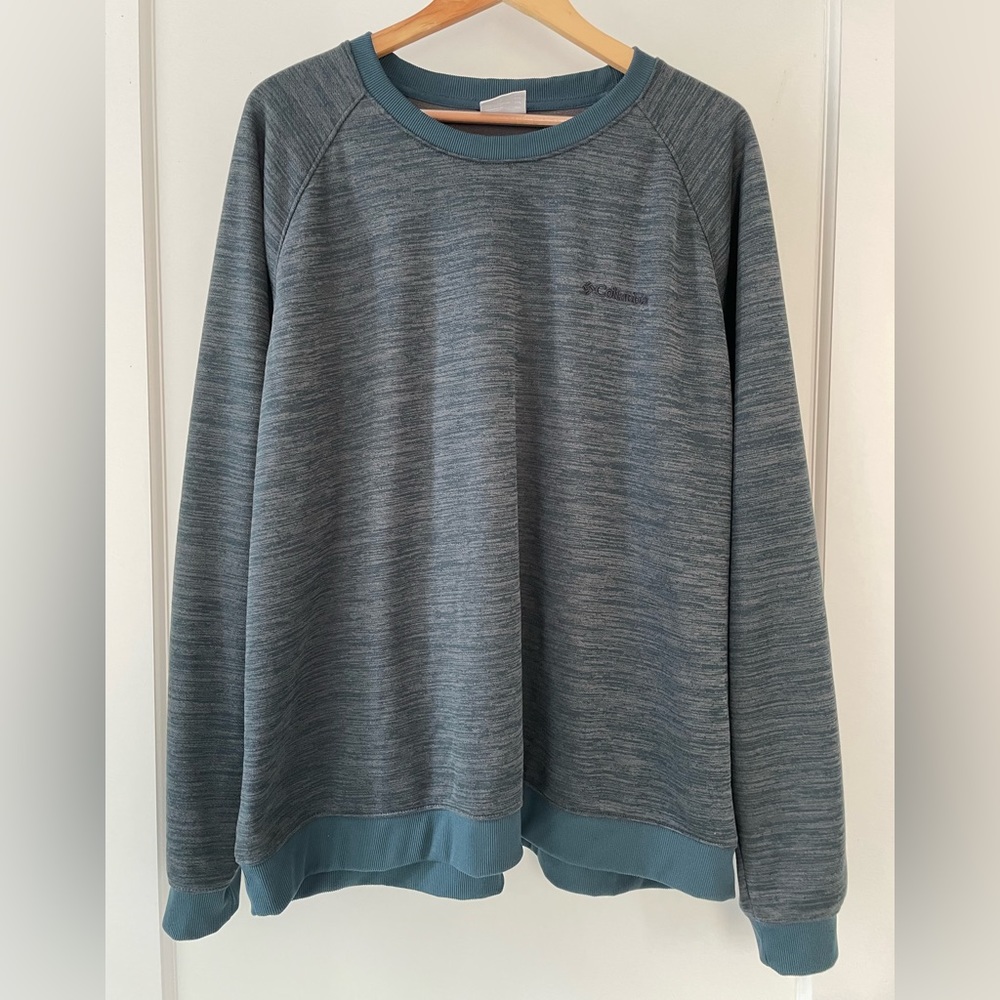 Columbia Men’s Lakefront Trail Crew Gray/Teal Sweatshirt Sz XXL